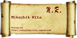 Mikschik Rita névjegykártya